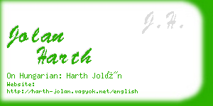 jolan harth business card